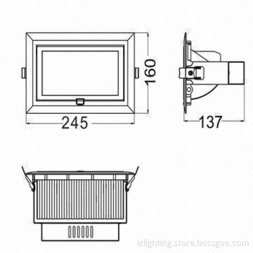 LED rectangular shoplight, replacement for HID shoplight 50~100W